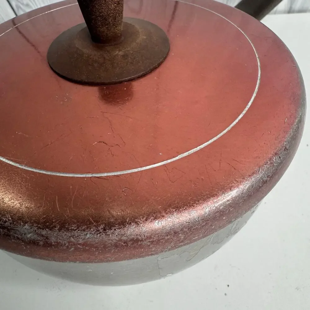 Lot of 3 Vtg MCM Wear-Ever/Faberwear Aluminum Pots Pan Skillet Copper Lids